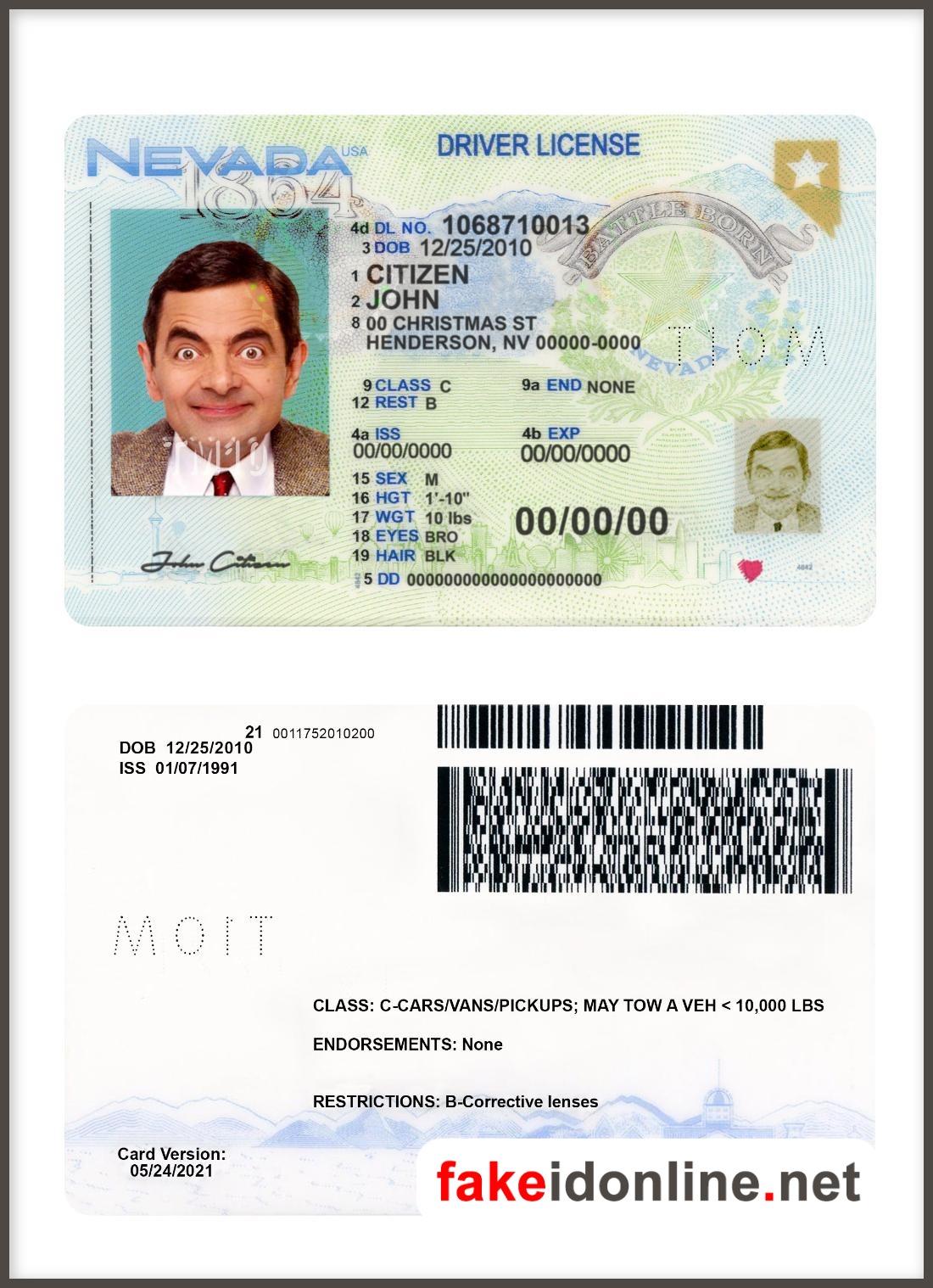 Nevada Driver License New 1200dpi